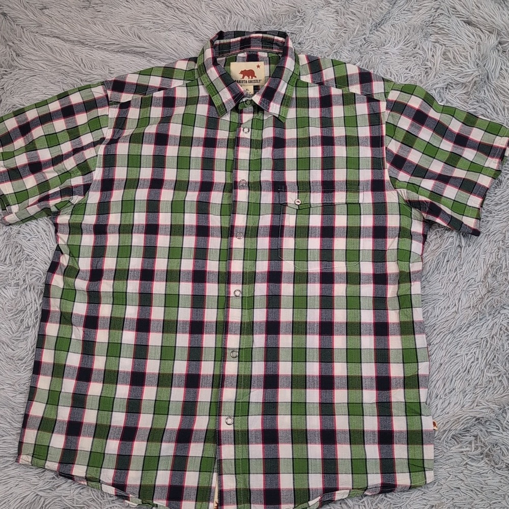 Dakota Grizzly Shirt Mens XL Green Check Snap Up Pocket‎ Rancher Rodeo Chore